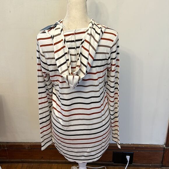 Market & Spruce rust green striped hooded long sleeve sweatshirt Size XS New - Picture 5 of 9